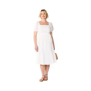 Draper James Womens RSVP Eyelet Squareneck Midi Dress In White Size XS